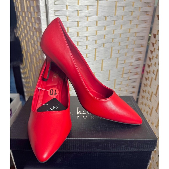 Nicole Miller Shoes - Red Pointed Toe Pumps Classic Stiletto Heel Bold Statement Shoe Work Event Date
